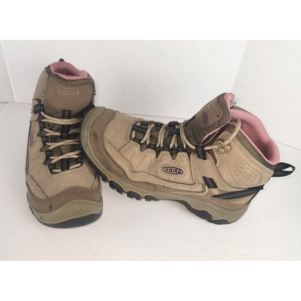 Keen Targhee II Mid Waterproof Hiking Boots Womens 9.5 Wide Brown Pink 1023017